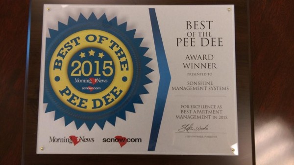 Best of the Pee Dee 2015 - Sonshine Management Systems, Inc. - Best Apartment Management
